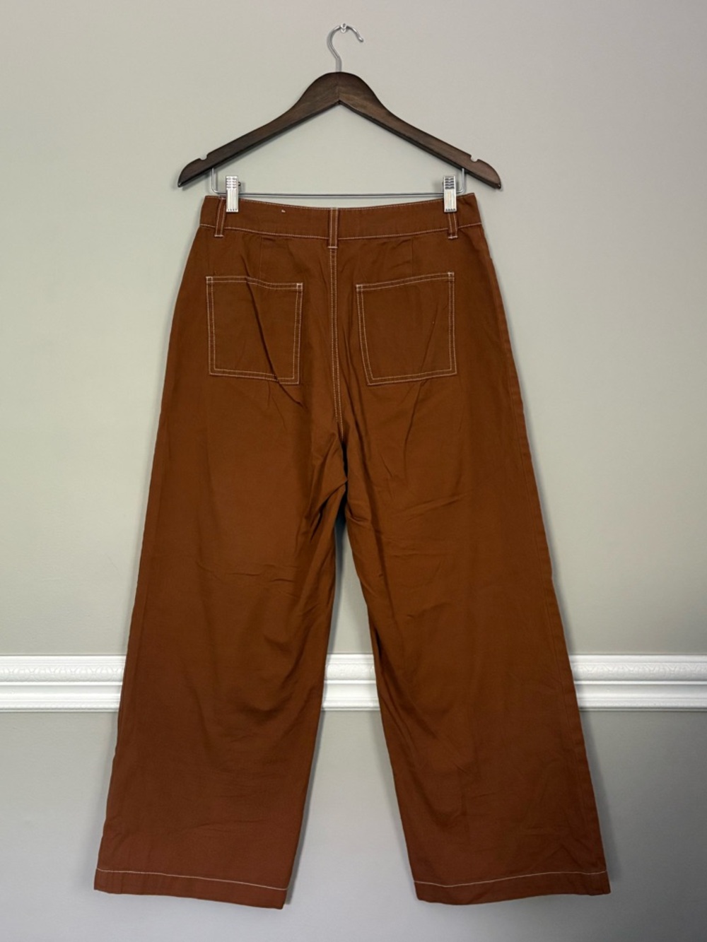 Who What Wear Chestnut Brown Utility Wide Leg Crop Pants High Rise Size 8 - Picture 4 of 6